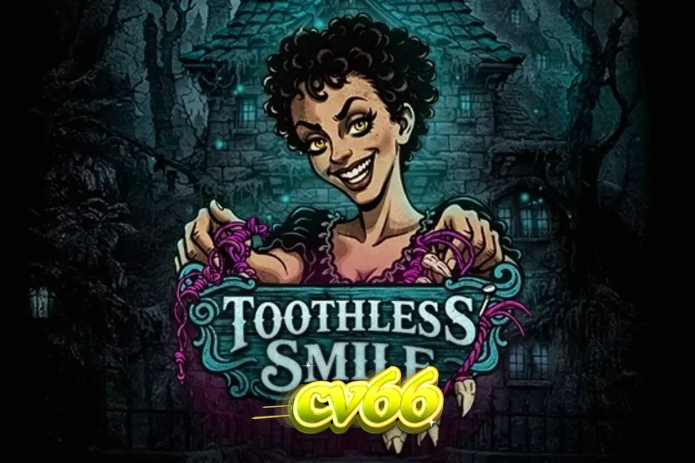 A dark and eerie dental-themed slot game interface featuring a 5x5 grid with creepy symbols.